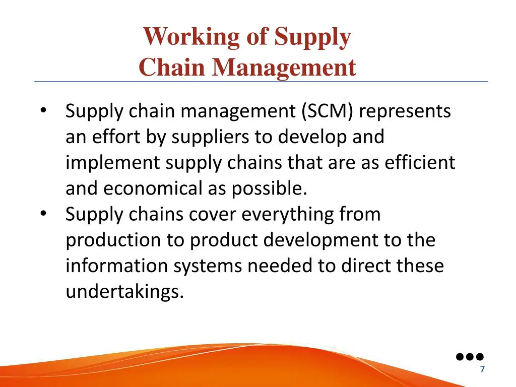 working of supply chain management