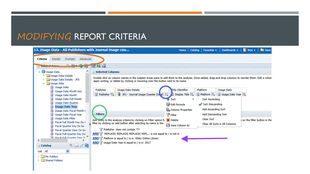 modifying report criteria