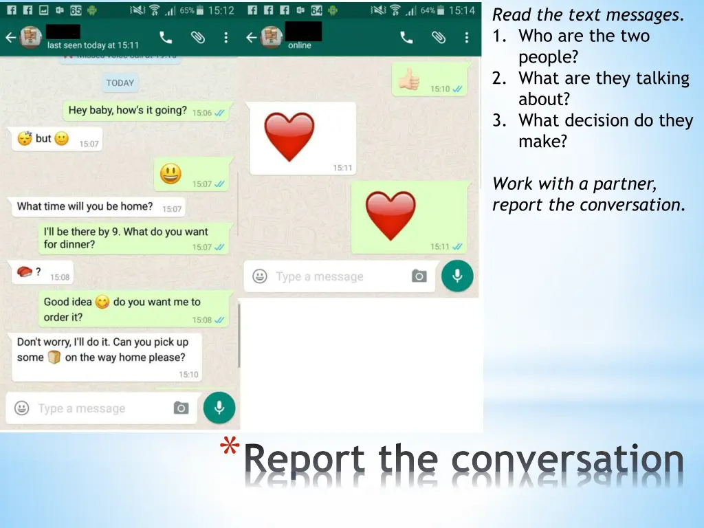 read the text messages 1 who are the two people