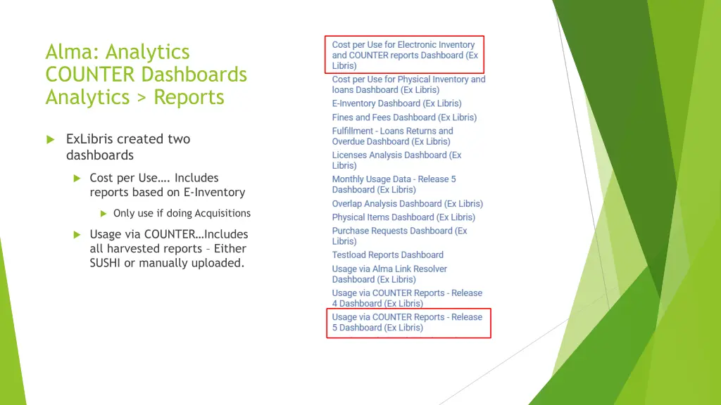 alma analytics counter dashboards analytics