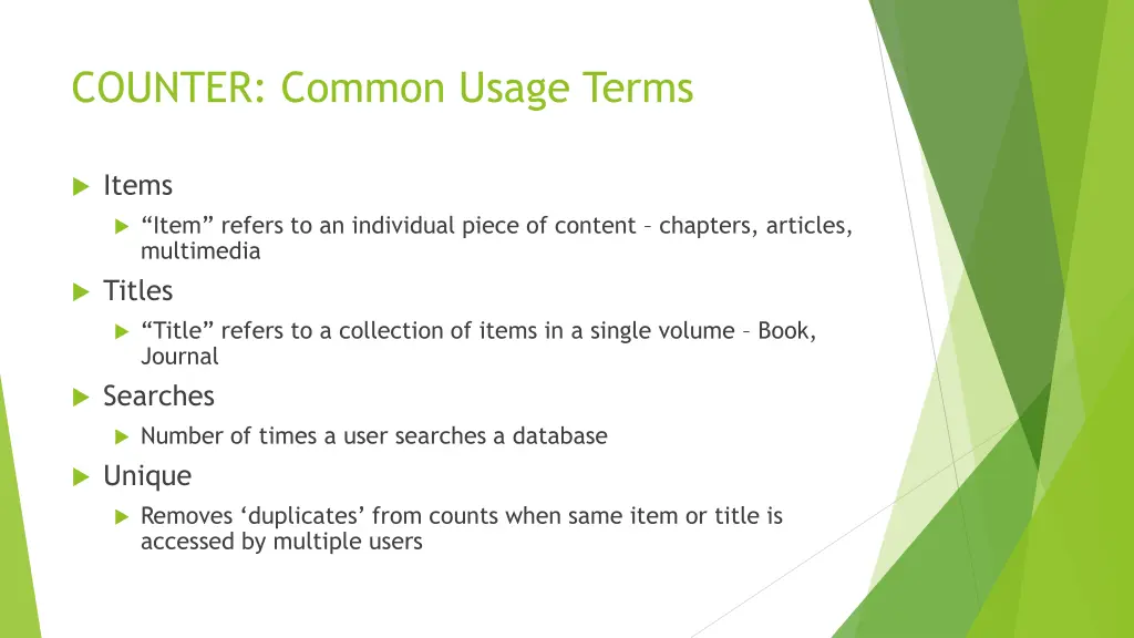 counter common usage terms