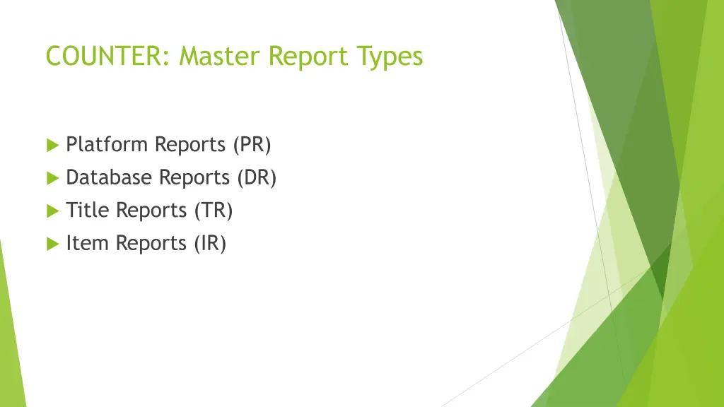 counter master report types