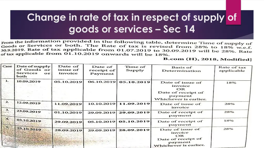 change in rate of tax in respect of supply 2