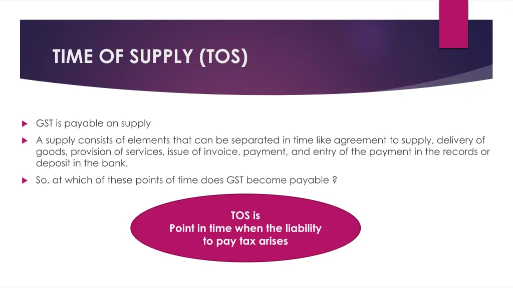 time of supply tos