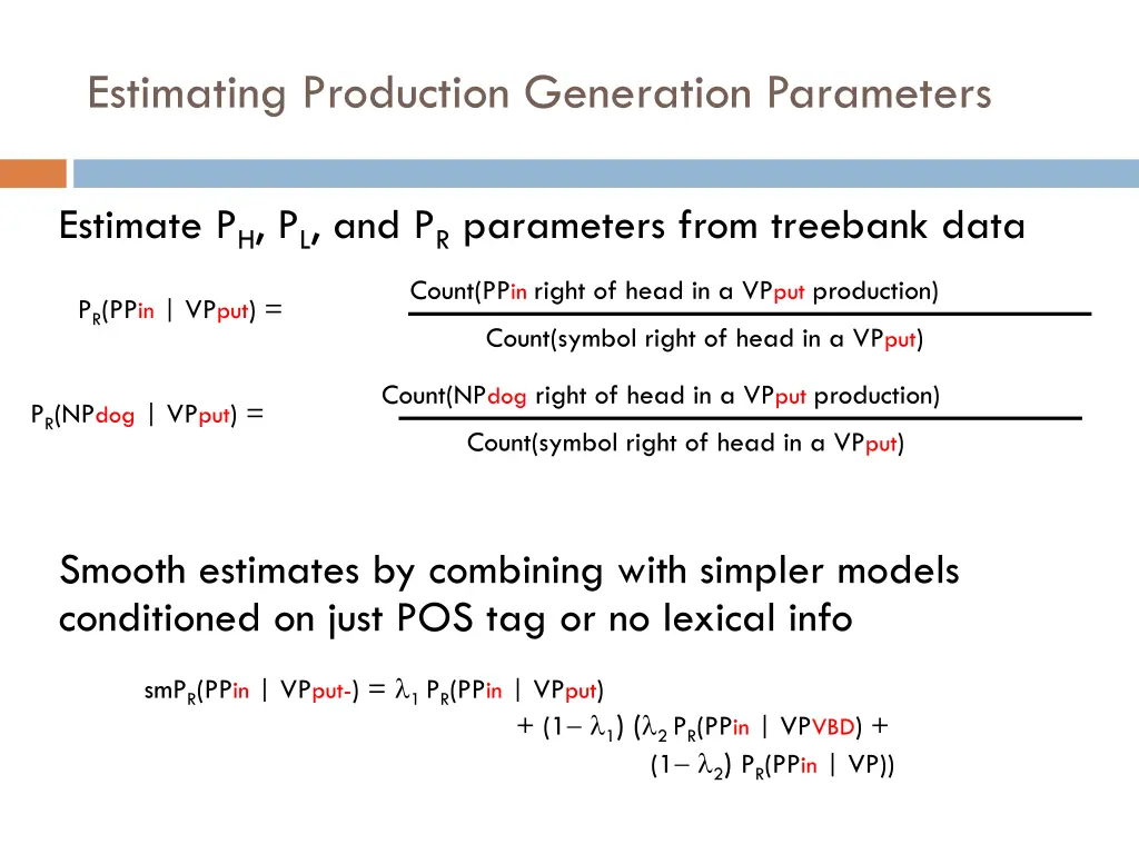 estimating production generation parameters