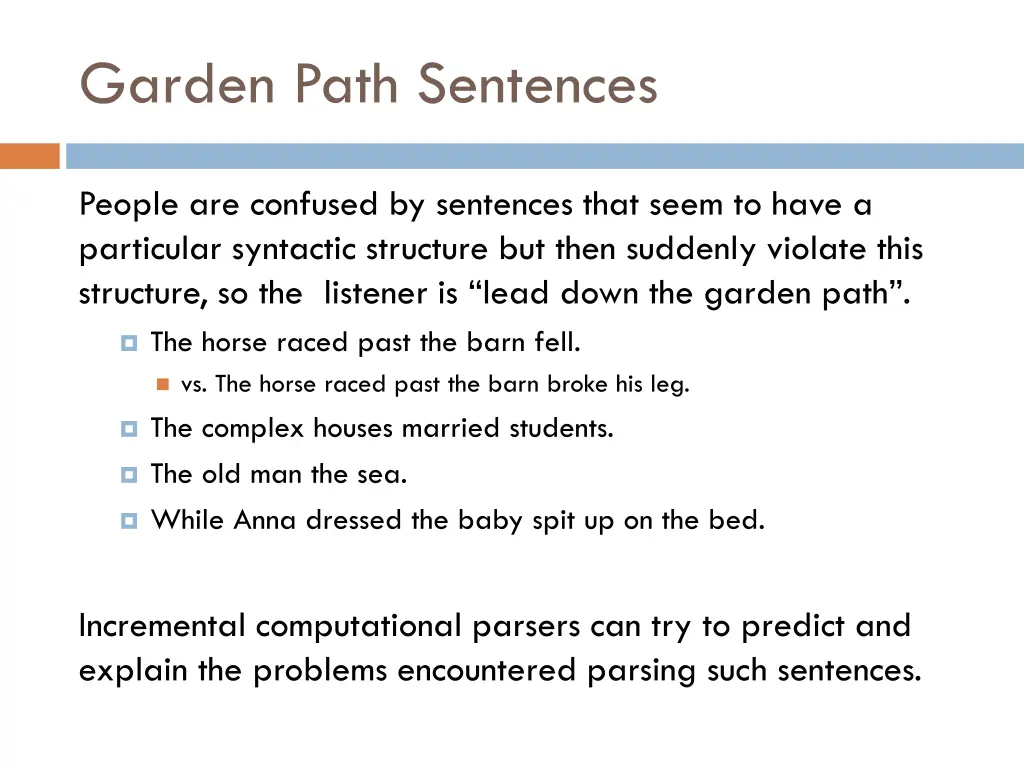 garden path sentences