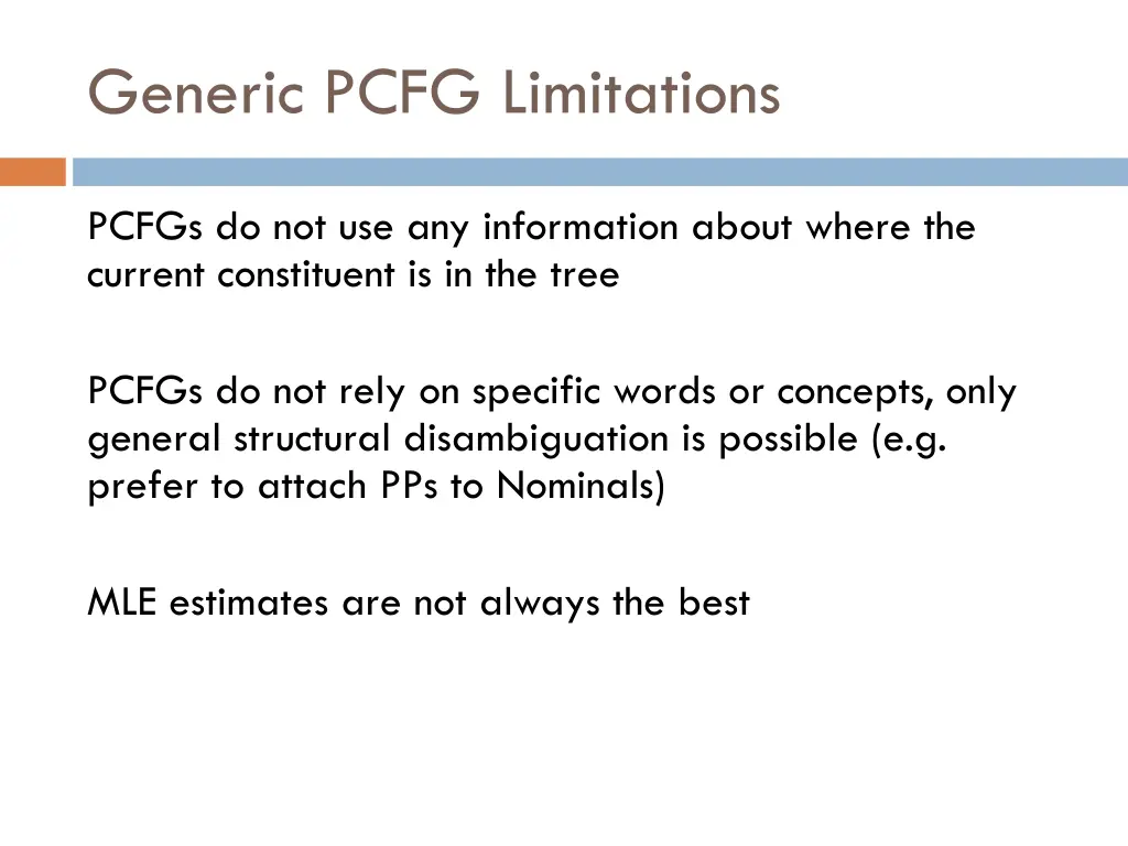 generic pcfg limitations