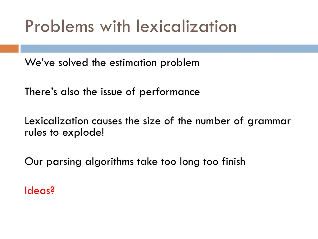 problems with lexicalization