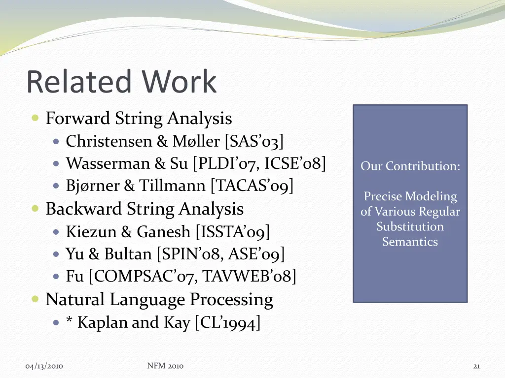 related work forward string analysis christensen