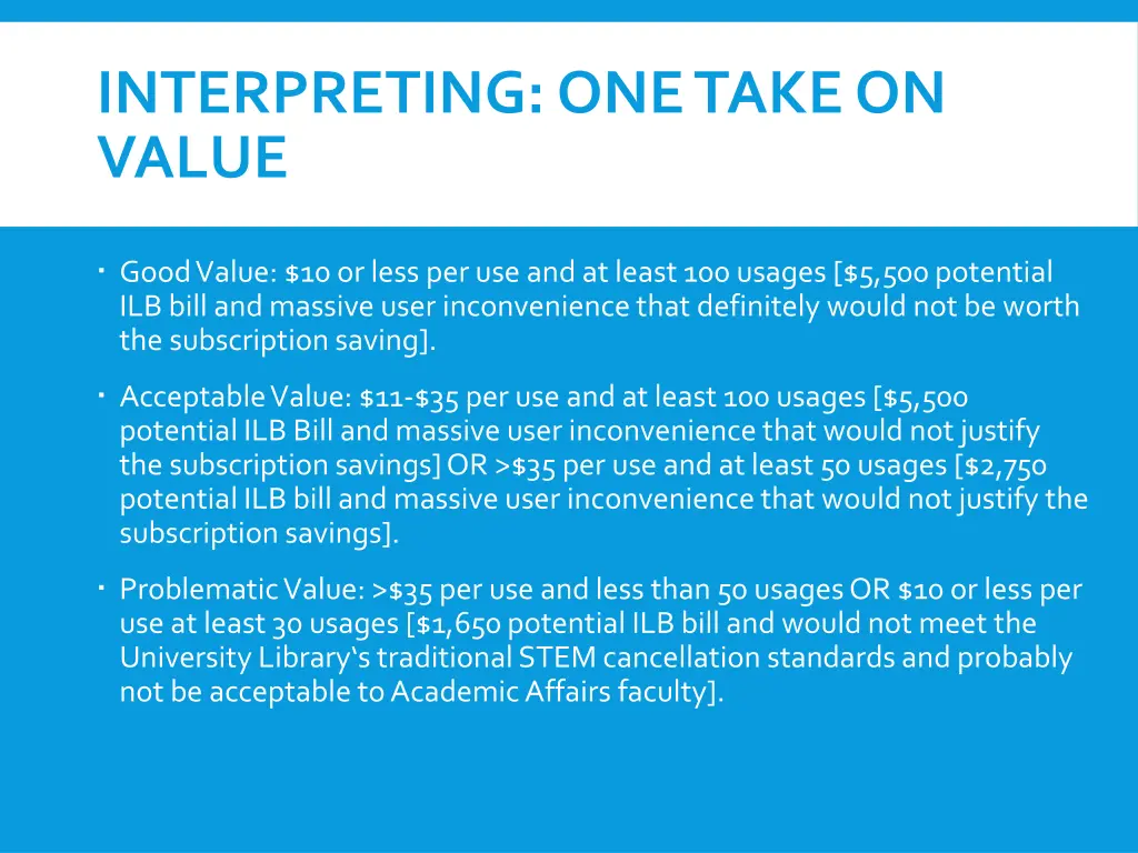 interpreting one take on value