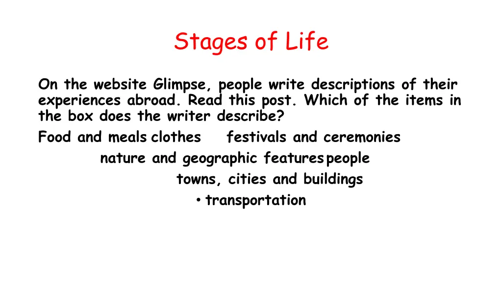 stages of life