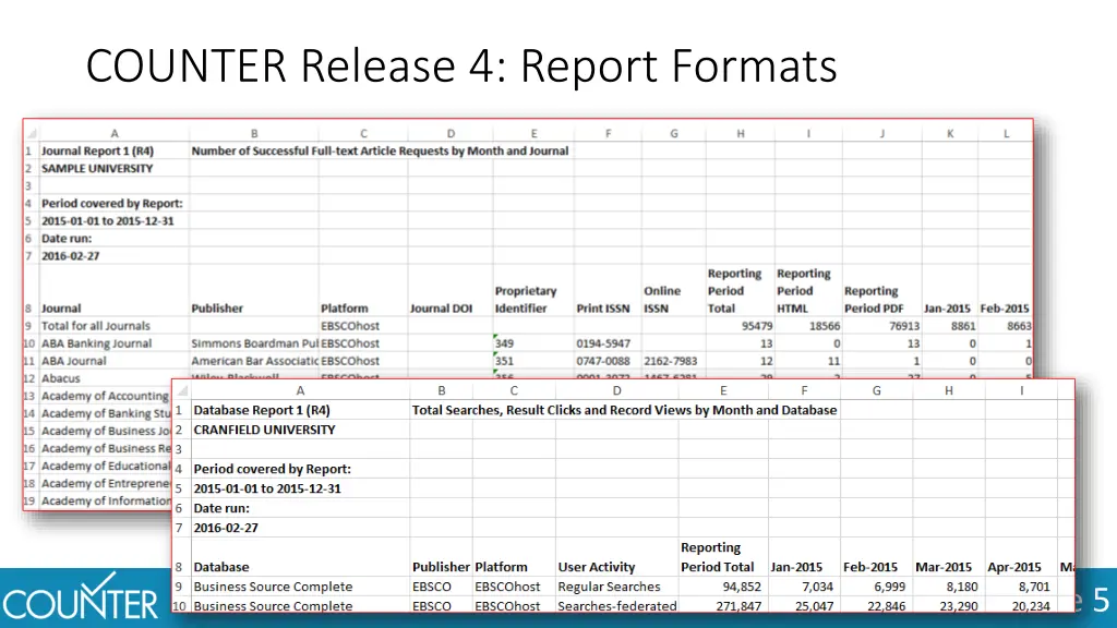 counter release 4 report formats