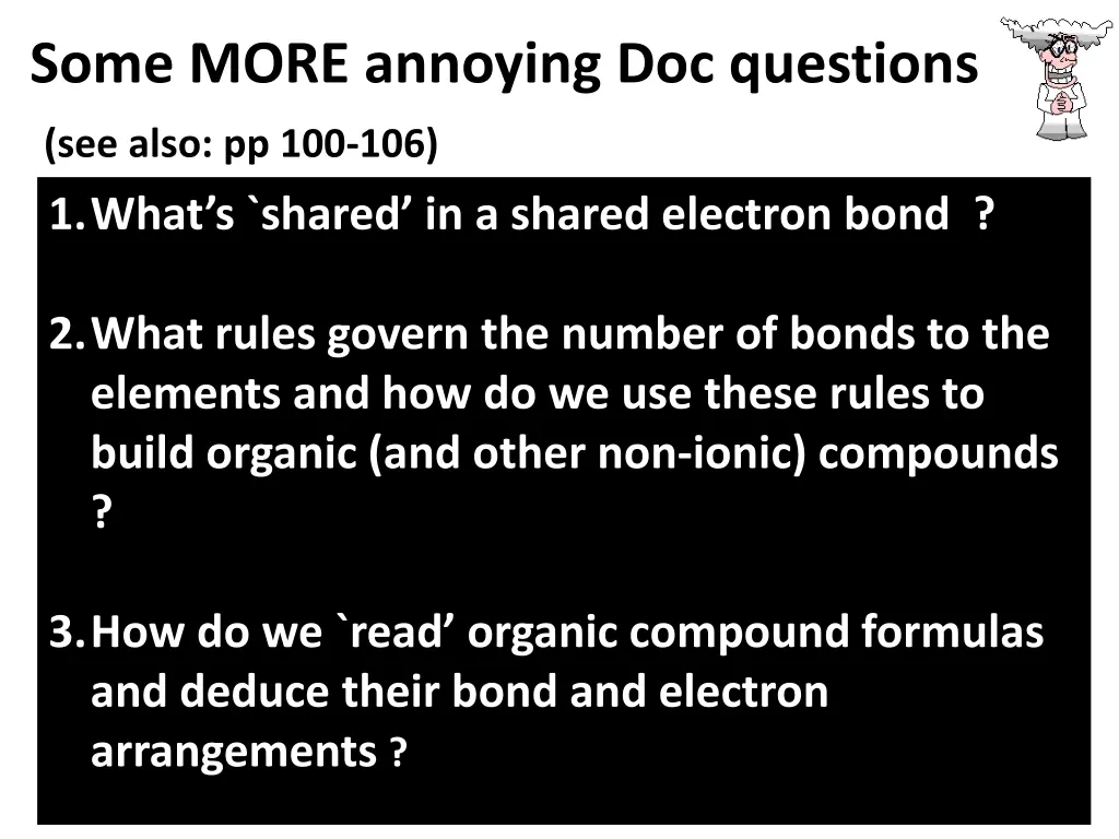 some more annoying doc questions see also