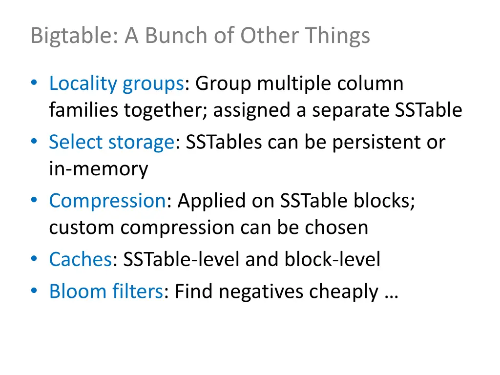 bigtable a bunch of other things