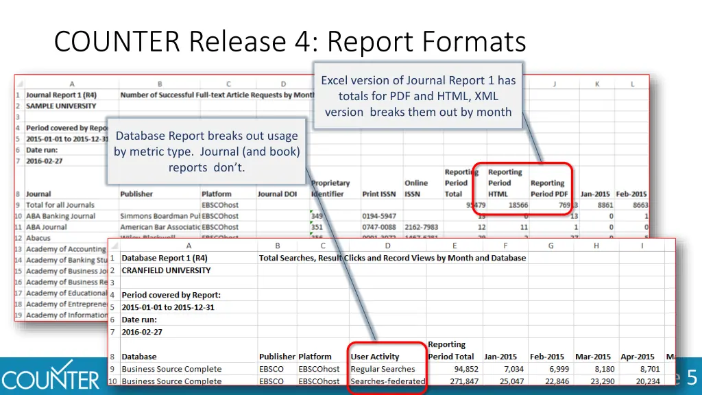 counter release 4 report formats