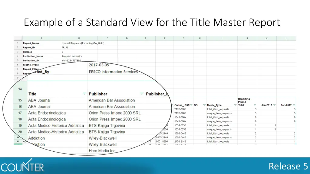 example of a standard view for the title master 2