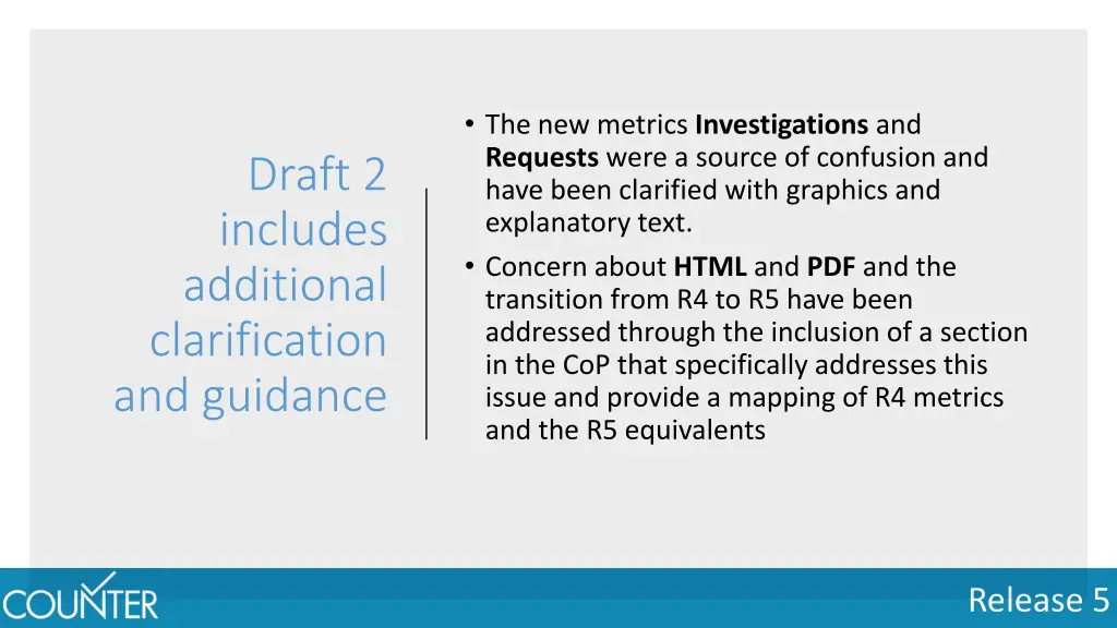 the new metrics investigations and requests were