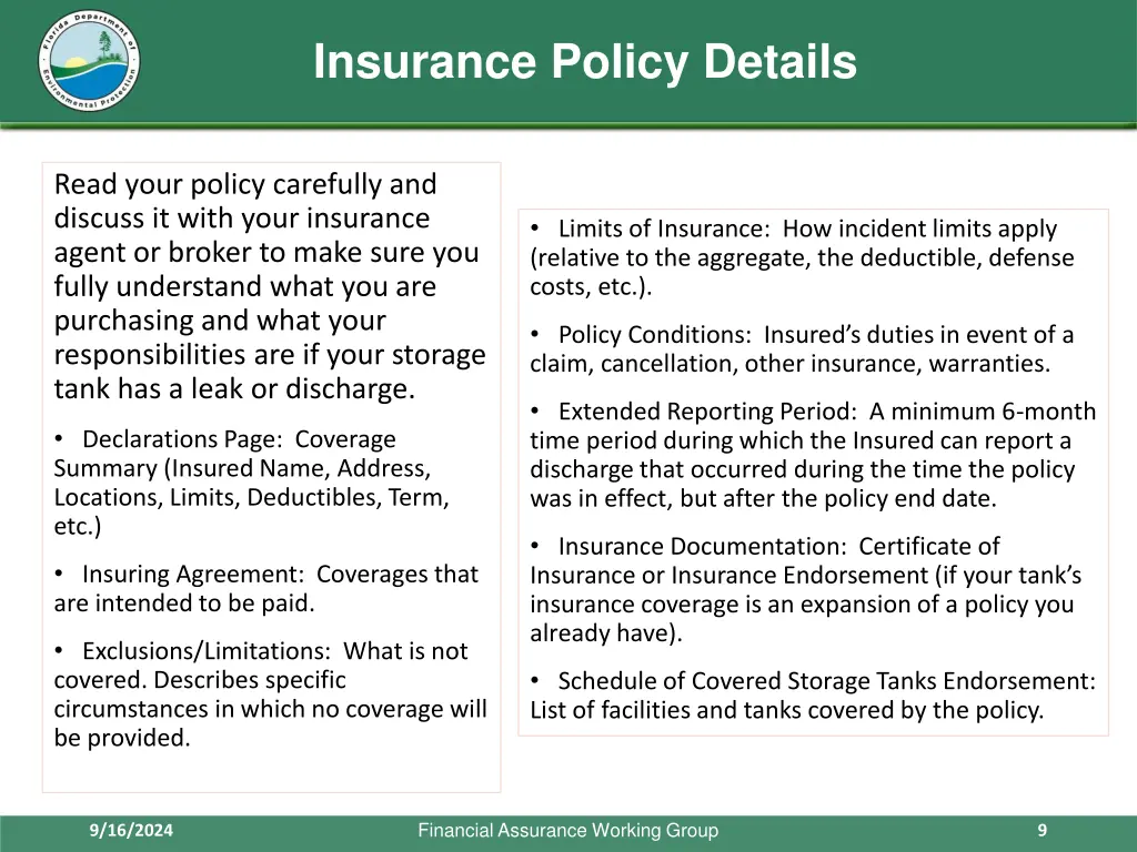 insurance policy details