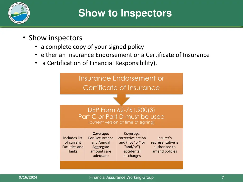 show to inspectors