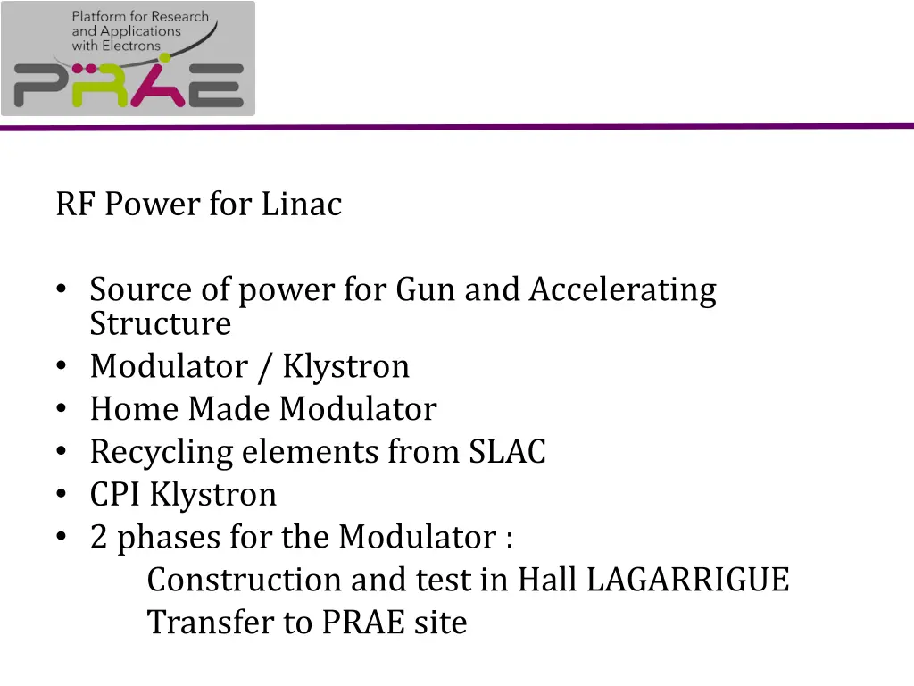 rf power for linac