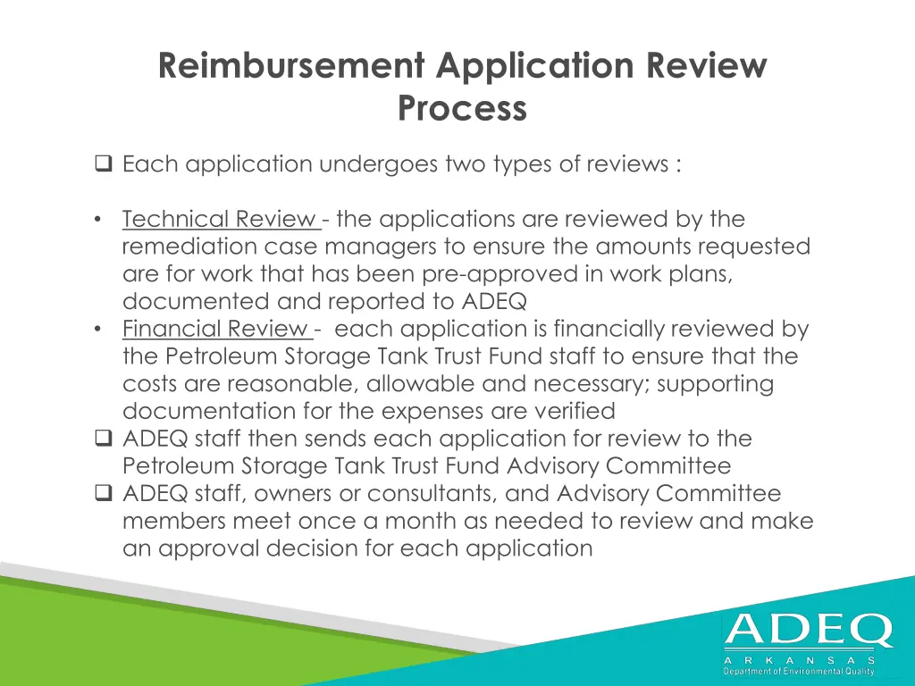 reimbursement application review process