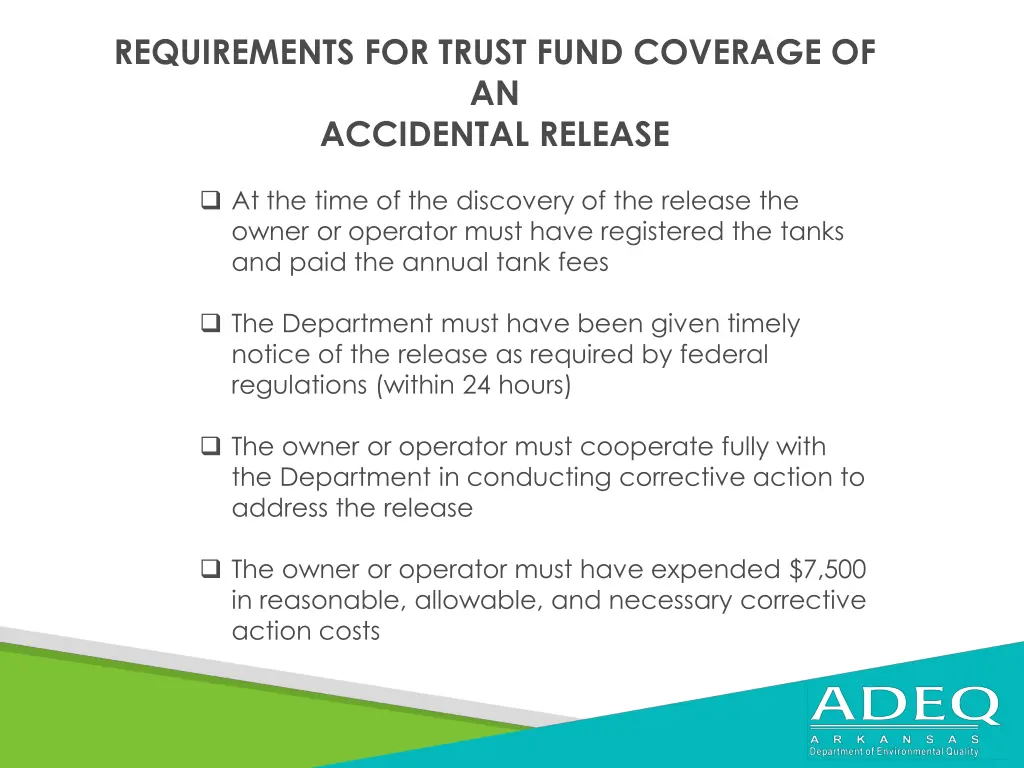 requirements for trust fund coverage