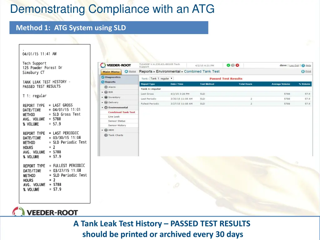 demonstrating compliance with an atg