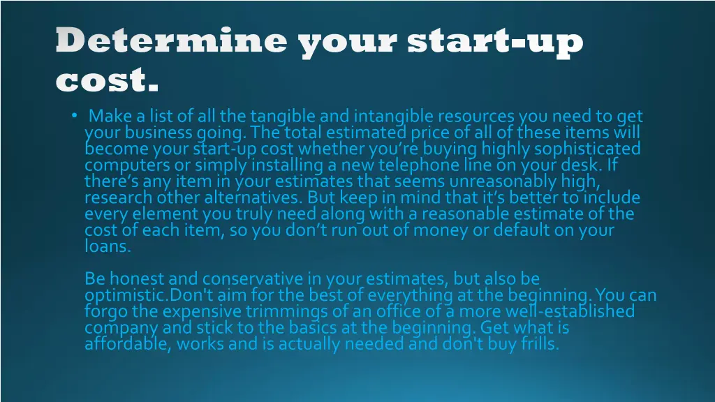 determine your start determine your start up cost