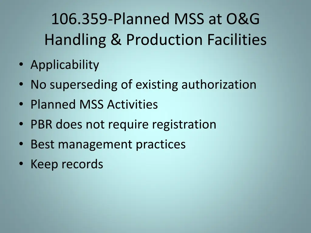 106 359 planned mss at o g handling production