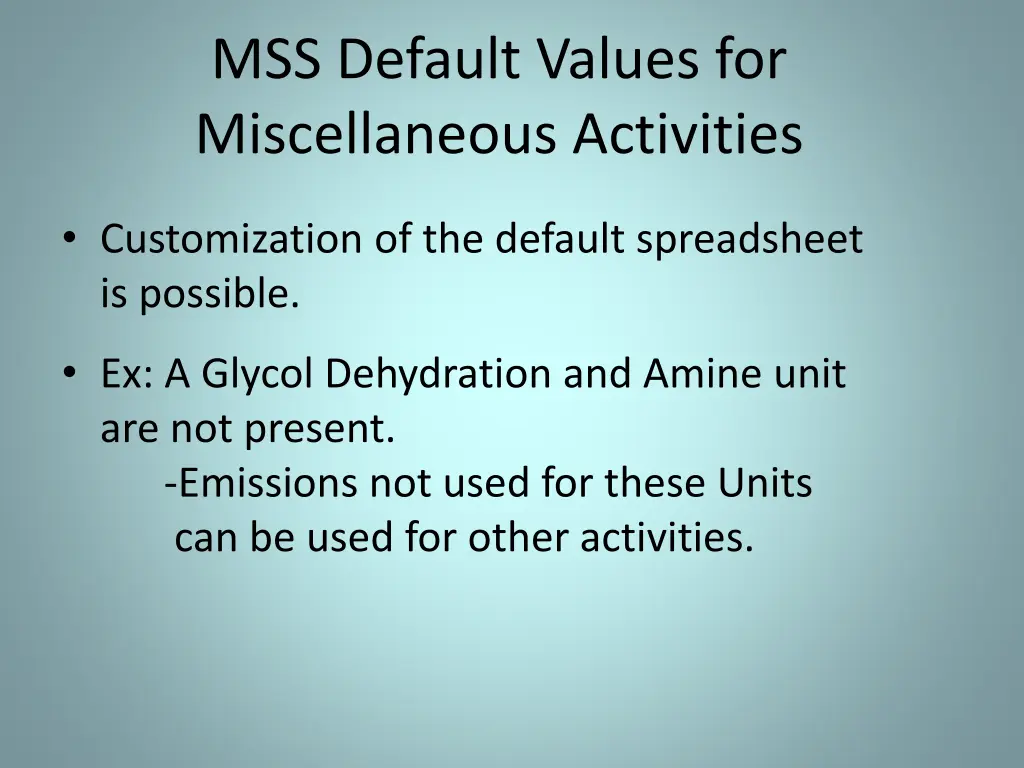 mss default values for miscellaneous activities 2