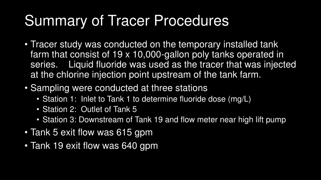 summary of tracer procedures