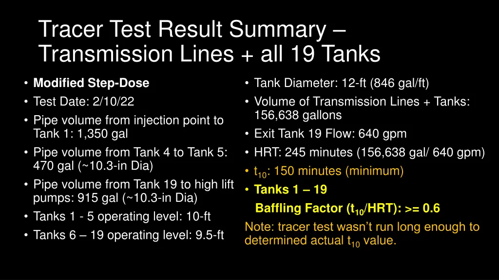 tracer test result summary transmission lines