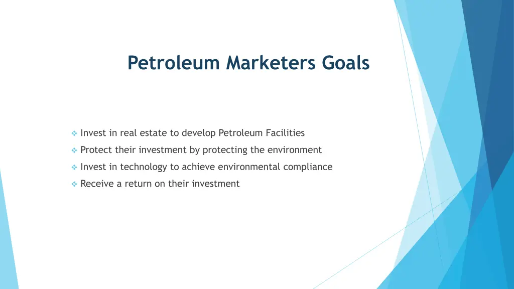 petroleum marketers goals