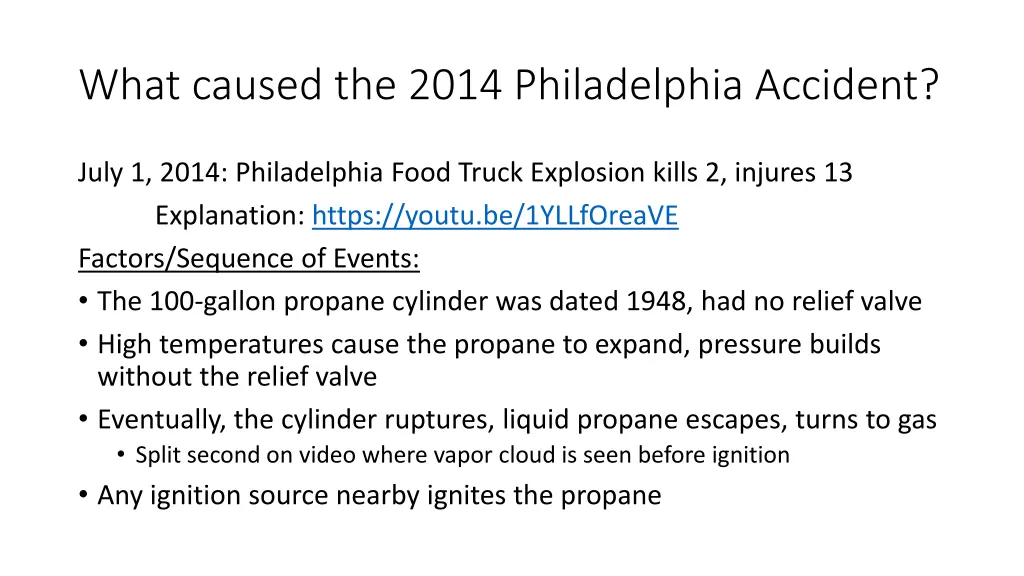 what caused the 2014 philadelphia accident