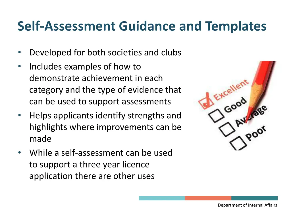 self assessment guidance and templates