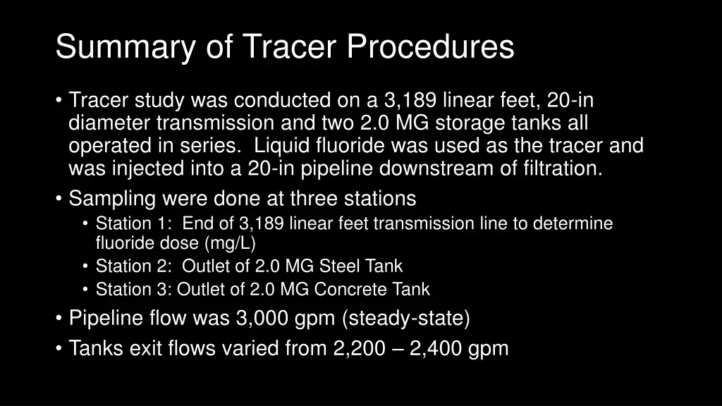 summary of tracer procedures