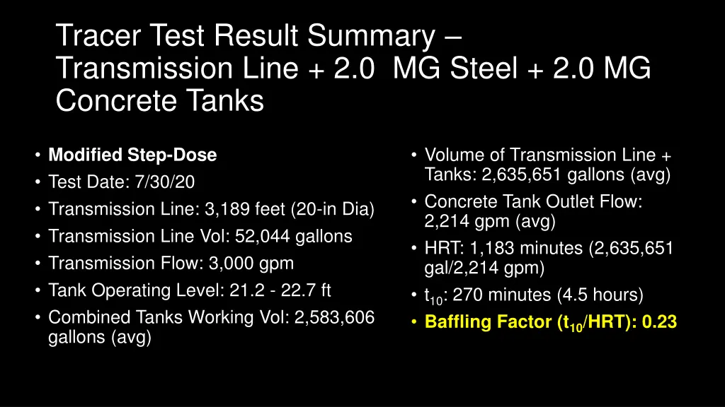 tracer test result summary transmission line 1