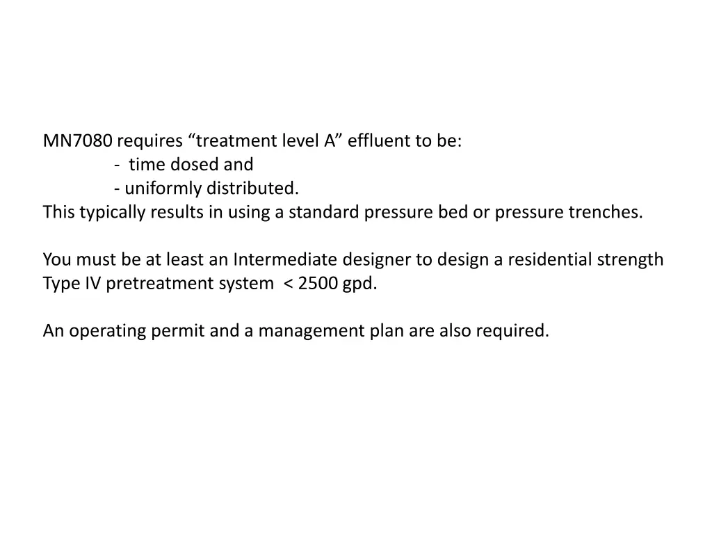 mn7080 requires treatment level a effluent
