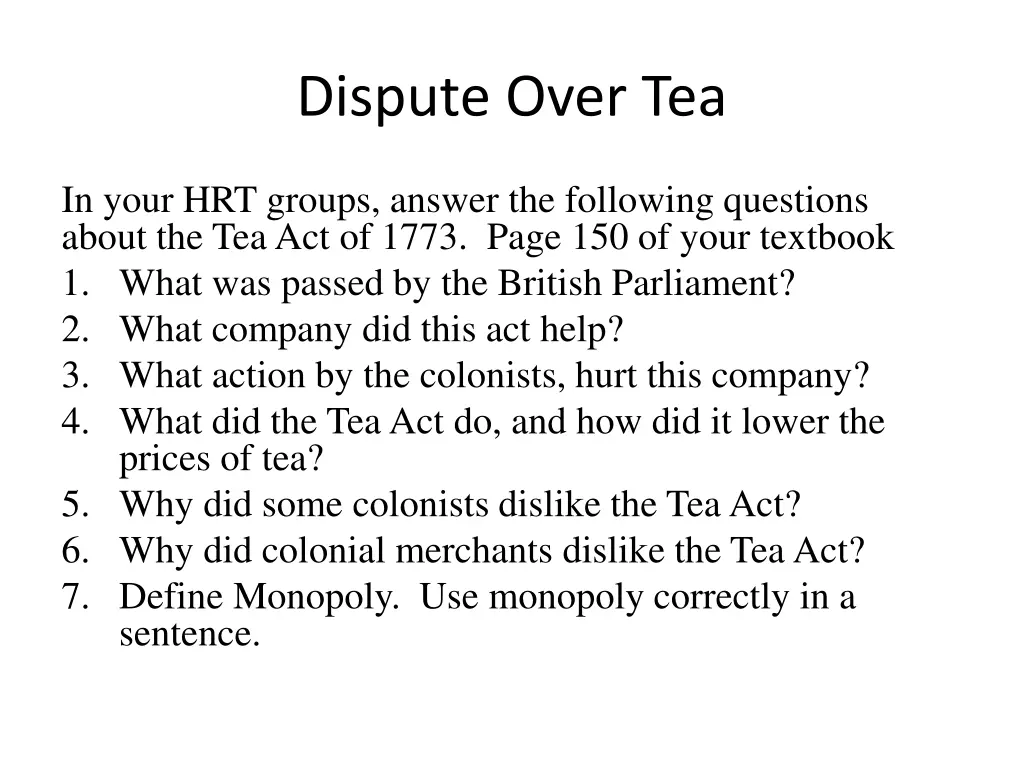 dispute over tea