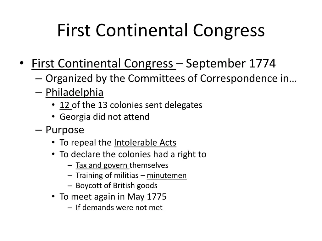 first continental congress