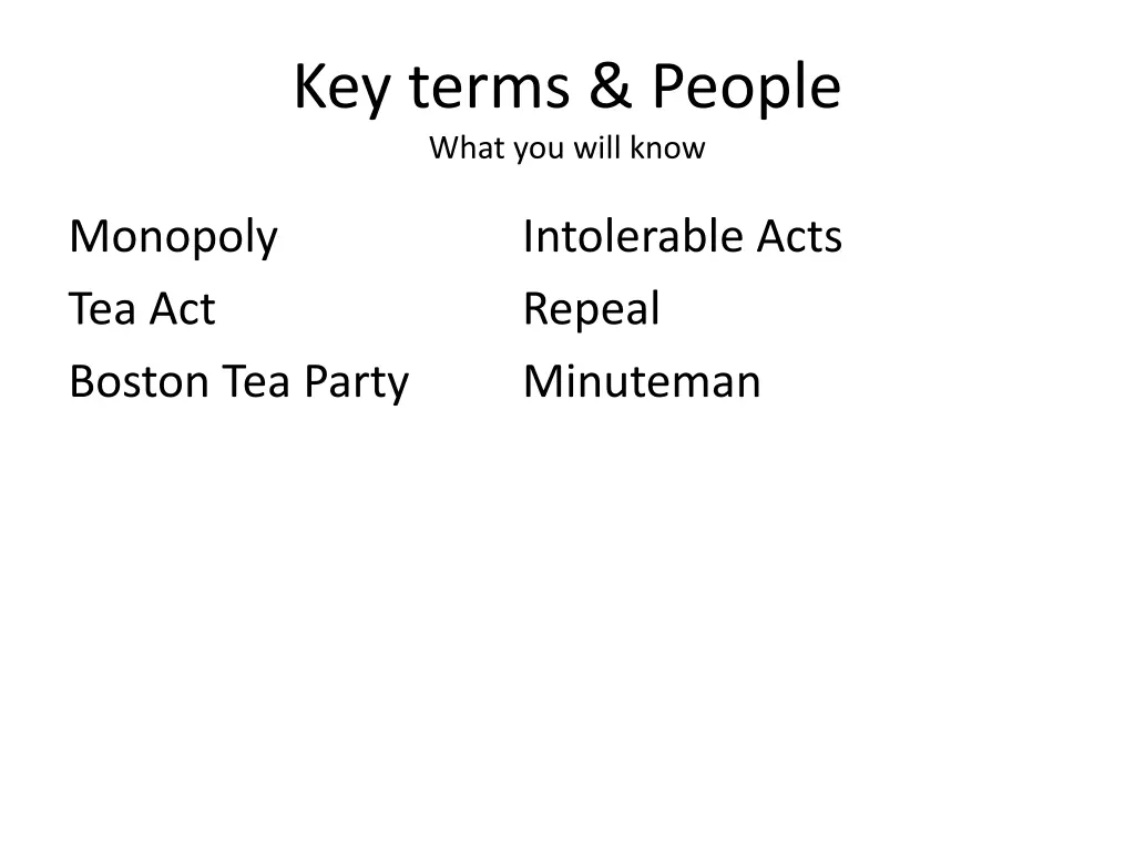 key terms people what you will know