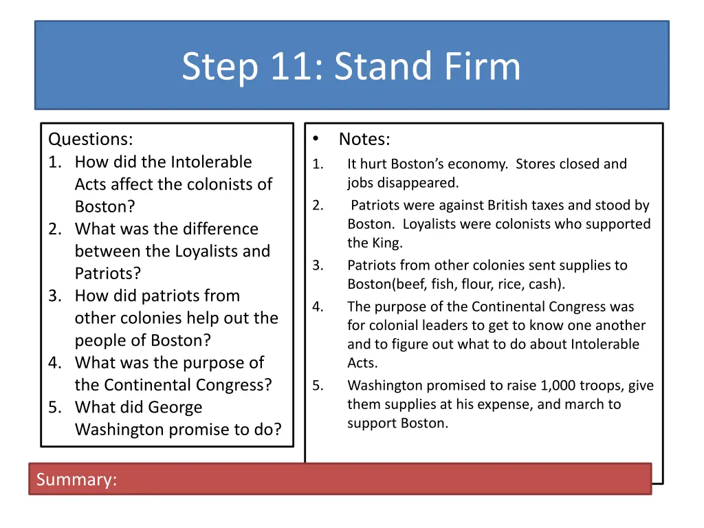 step 11 stand firm