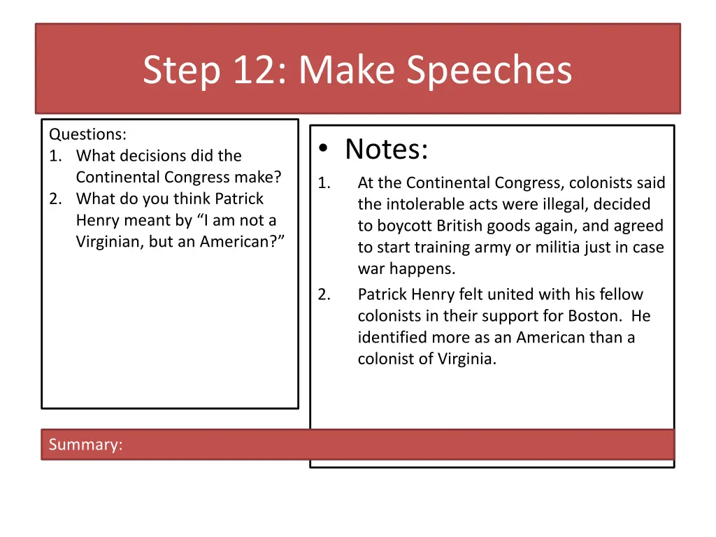 step 12 make speeches