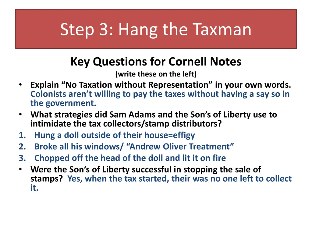 step 3 hang the taxman