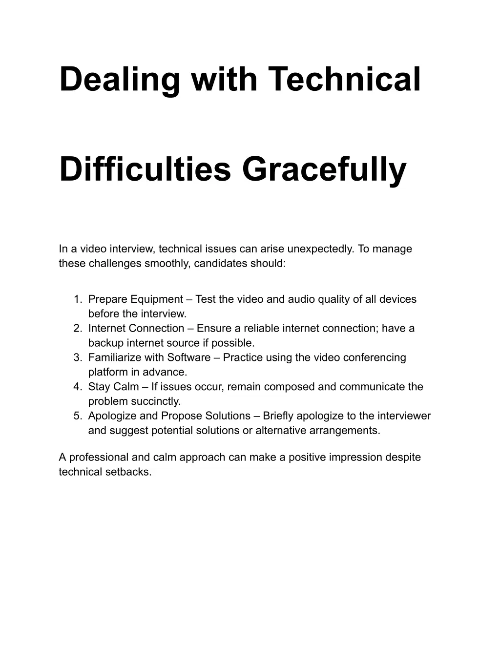 dealing with technical