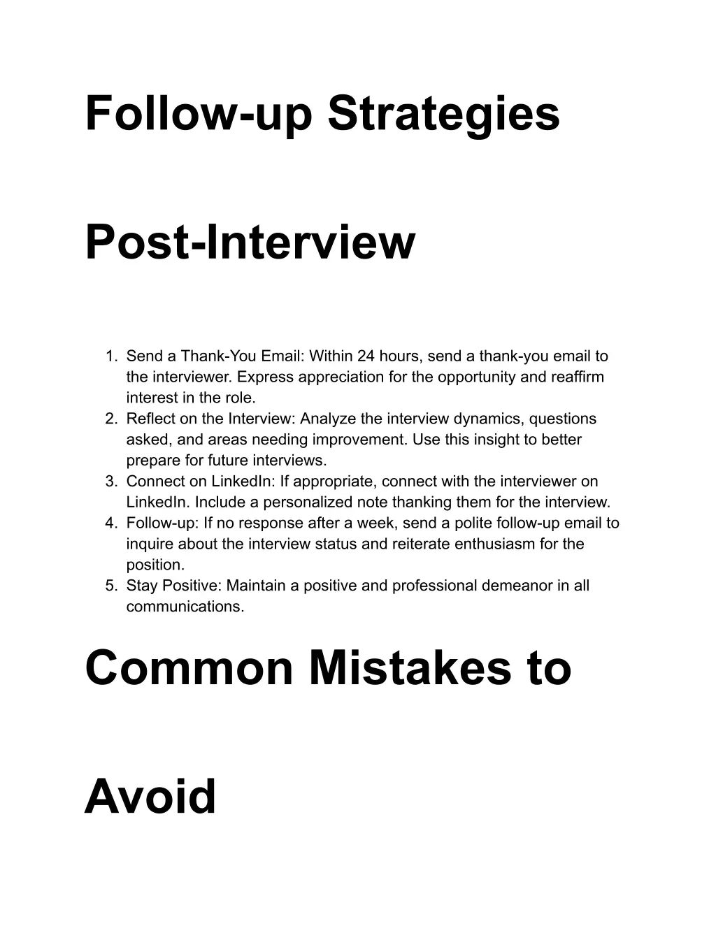 follow up strategies