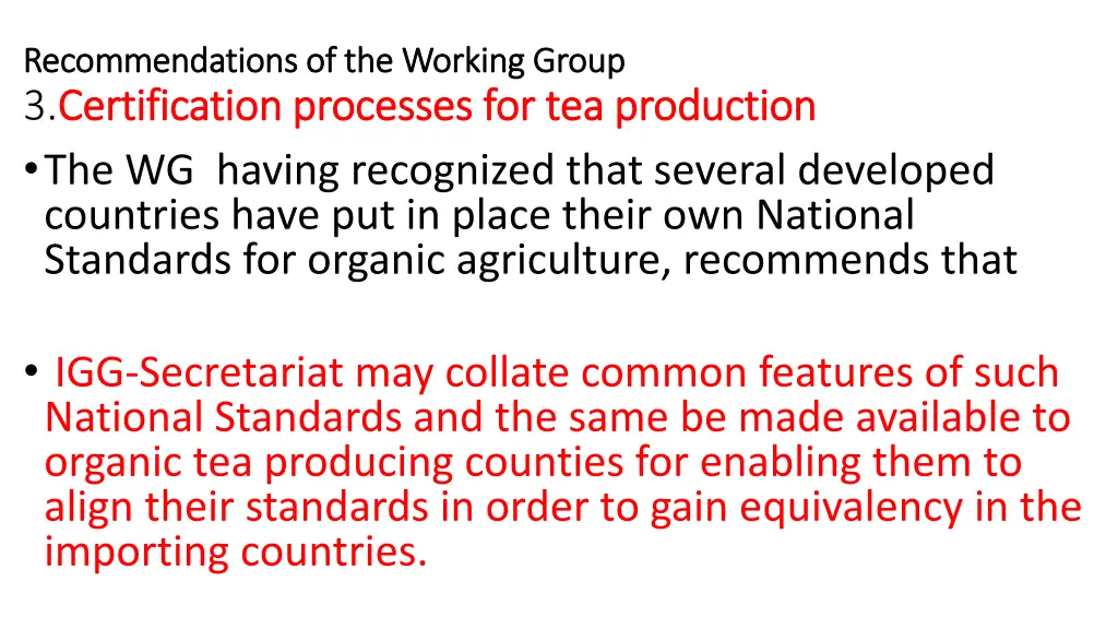 recommendations of the working group 2