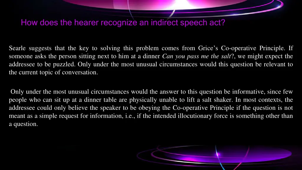 how does the hearer recognize an indirect speech