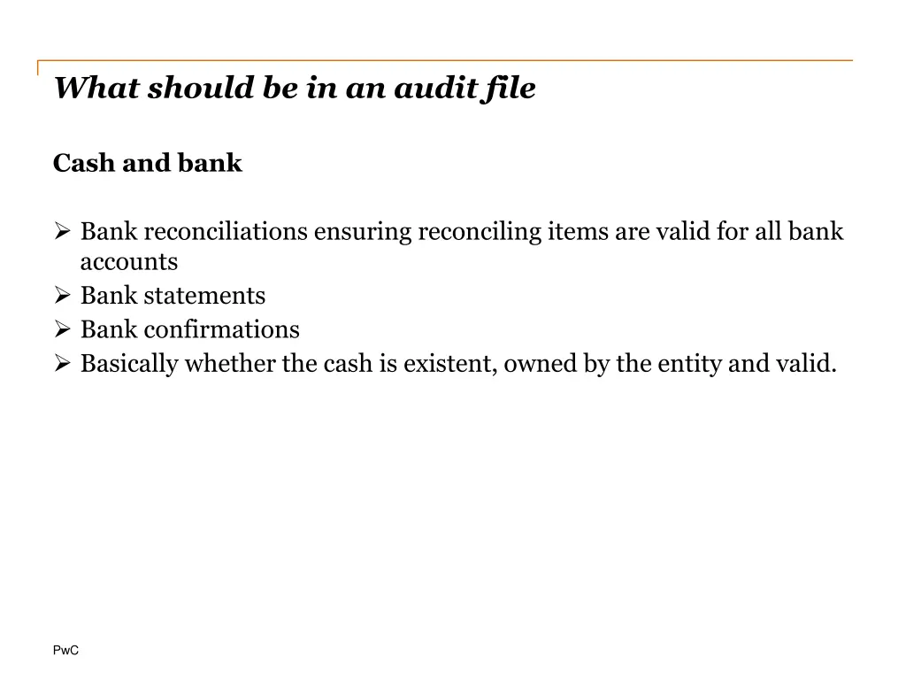 what should be in an audit file