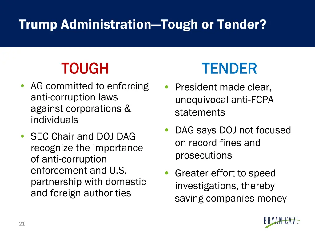 trump administration tough or tender